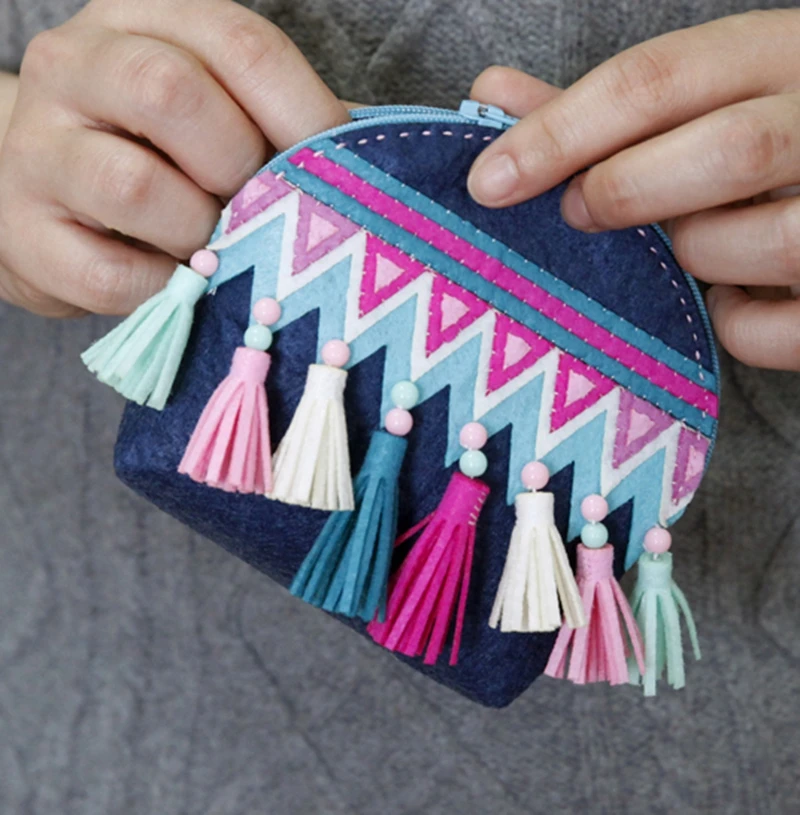 Тканевый Кошелек для монет в традиционном китайском стиле с кисточкой женские