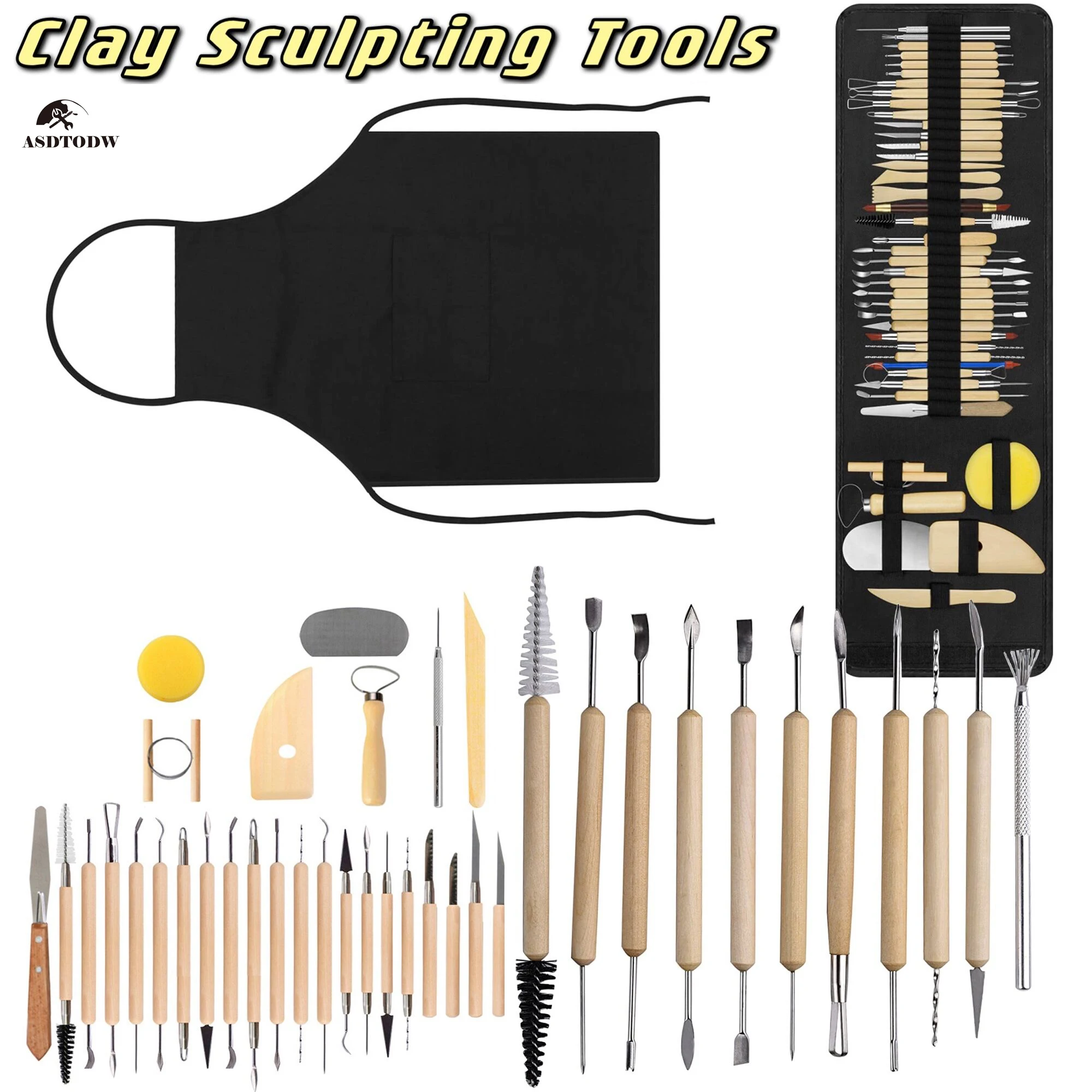 

11-43 pcs Clay Sculpting Kit Sculpt Smoothing Wax Carving Pottery Ceramic Tools Artist Apron Cloth Polymer Shapers Modeling