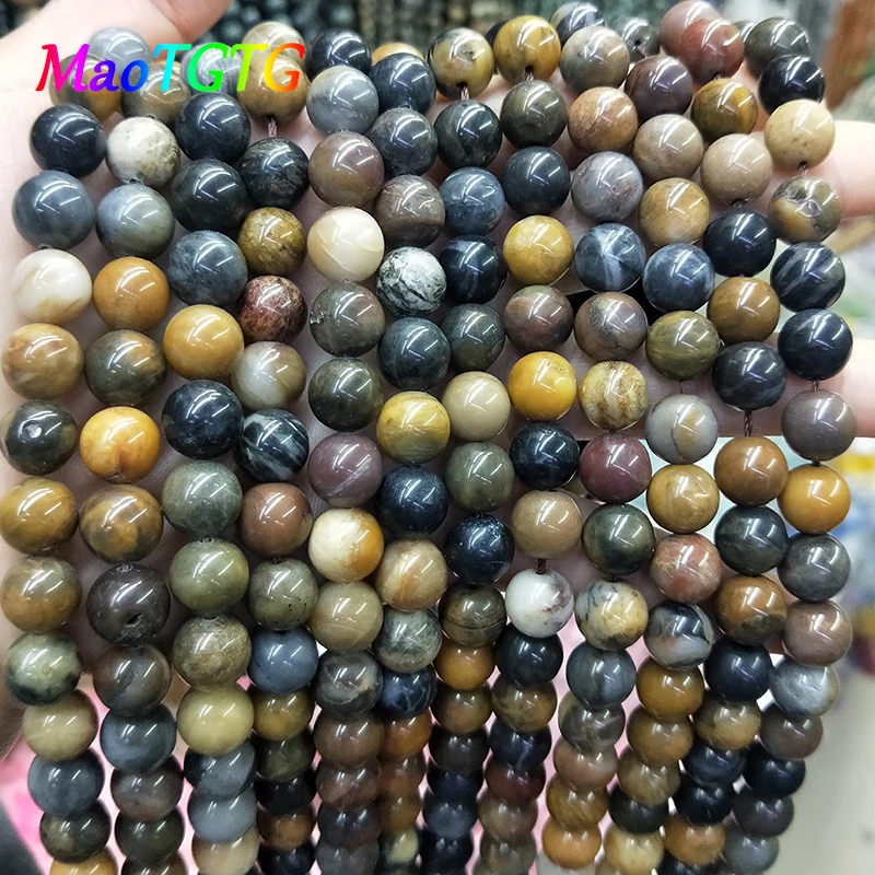 Круглые бусины из натурального камня россыпью для изготовления ювелирных