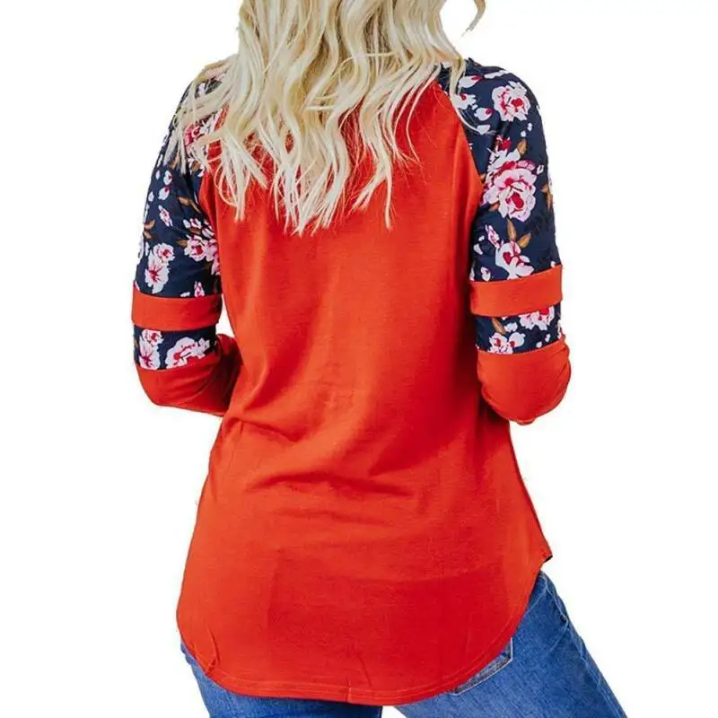 

Womens Long Sleeve Floral Printed T-Shirt Casual Autumn Loose Blouse Tops Tee
