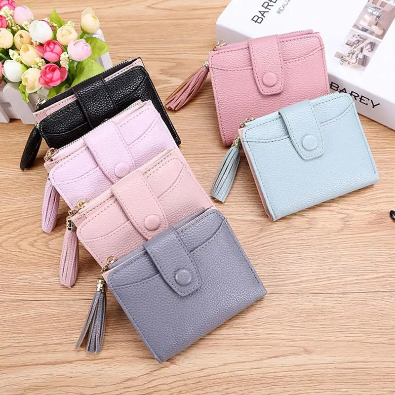 

Новый Модный женский кошелек, роскошный кожаный маленький женский кошелек, женские кошельки, короткий кошелек на молнии, держатель для кред...