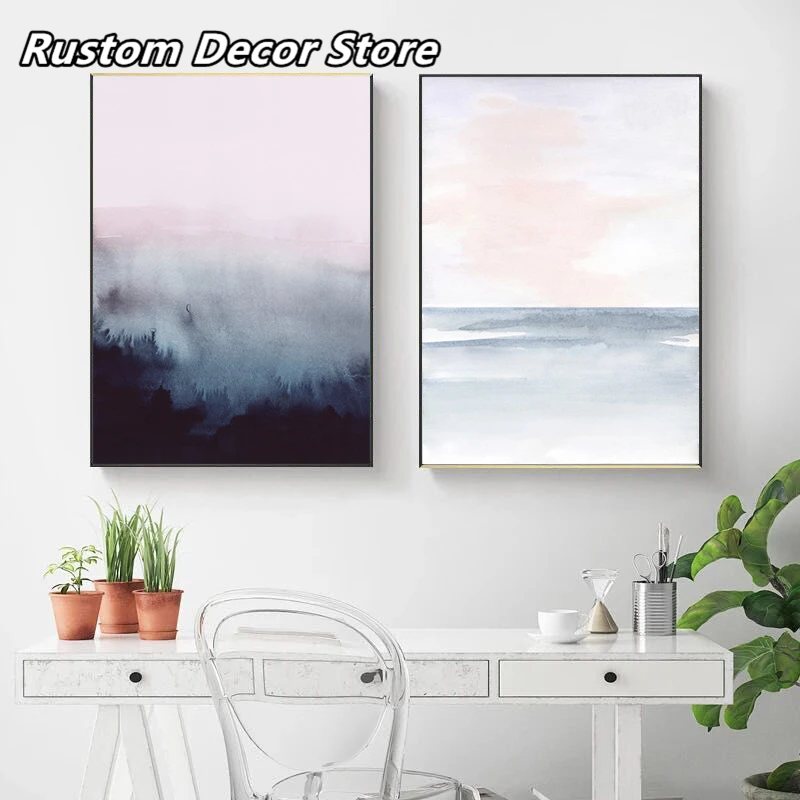 Акварельный лес абстрактный холст постер скандинавский Пейзаж Настенный