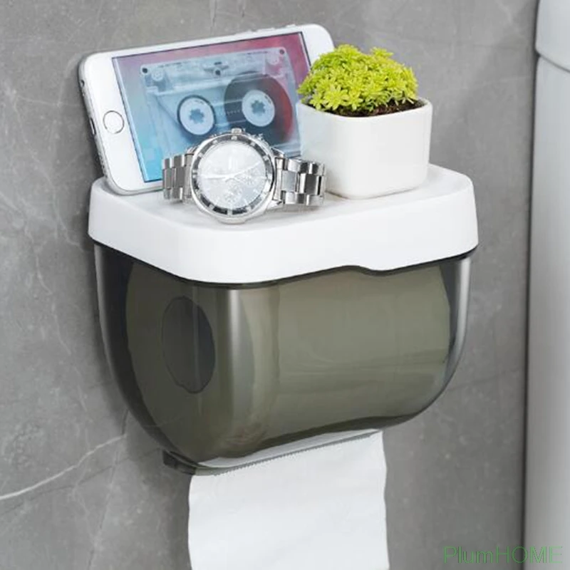 

Bathroom Toilet Paper towel Holder with Storage Shelf Rack Paper Storage Box