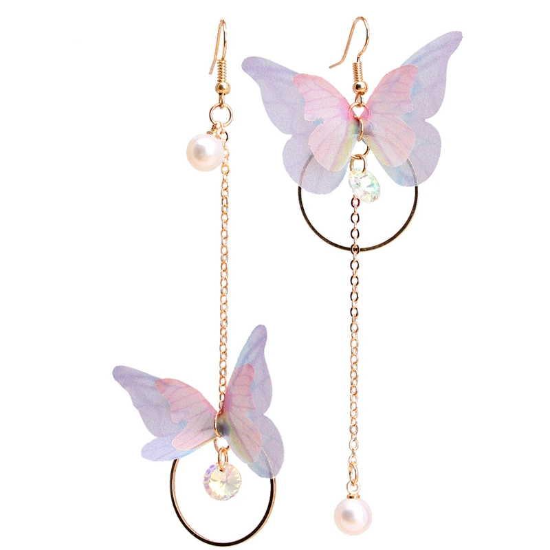 2019 корейский Ретро Асимметричный изысканный кулон бабочка Имитация Жемчуга