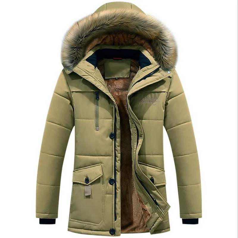 Male Outwear Coat Hooded Solid Coat Men Thick Warm Mens Windproof Parka L-8XL Men’s Jacket Thicken Winter Velvet Coat