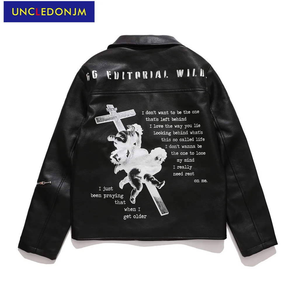 

UNCLEDONJM PU leather jacket biker jacket fashion 2021 homme men fur jacket high street Faux Leather winter jacket men JK51