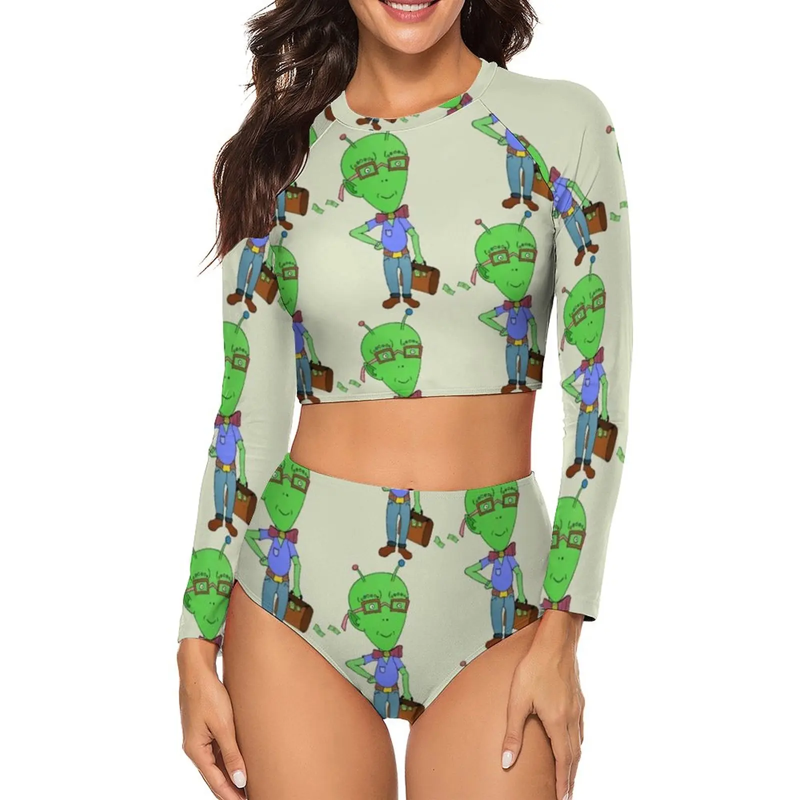 

Бикини Alien, купальник с высокой талией, оптовая продажа, красивый купальник, бассейн, 2 предмета, Молодежный купальный костюм