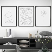 abstract faces line print canvas painting fill lily yoga quote poster modern wall art picture for living room home decoration