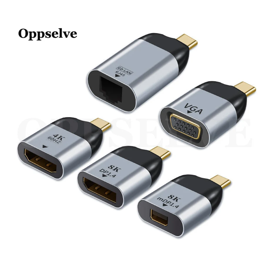 Переходник с Type-C на HDMI-совместимый/VGA/DP/RJ45/Mini DP 8K HD видео конвертер 4K USB Type C адаптер