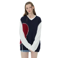 women waistcoat jacquard sweater 2021 autumn new v neck sleeveless vest couple retro knit sweater 1331