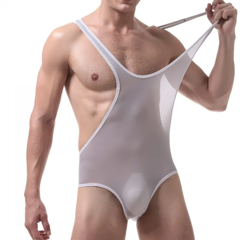 Мужское нижнее белье бандаж сексуальные комбинезоны из ледяного шелка в сеточку