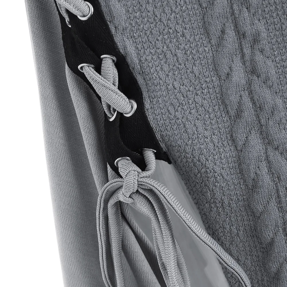 ROSEGAL Fashion Winter Sweaters Lace Up Cowl Neck Guipure Insert Longline Knitwear Long Sleeve Autumn Pullovers Daily Casual | Женская