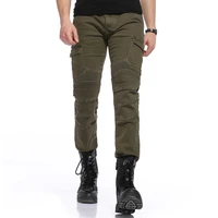 new motorcycle jeans pocket straight leg micro elastic male motorcycle rider uniform pants protective equipment jeans green