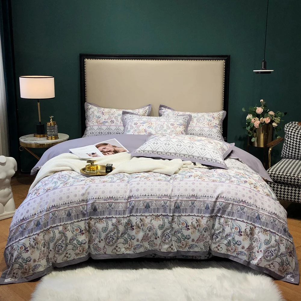 Комплект постельного белья TUTUBIRD с голубым цветочным рисунком сатин 100%