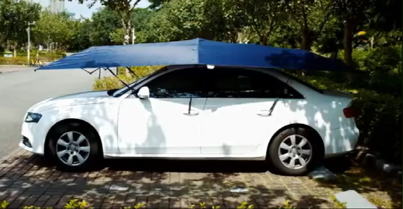 저렴한 Uv 대형 지붕 텐트 자동차 커버 우산, 자동 원격 홀더 제어 휴대용 차양 자동차 우산