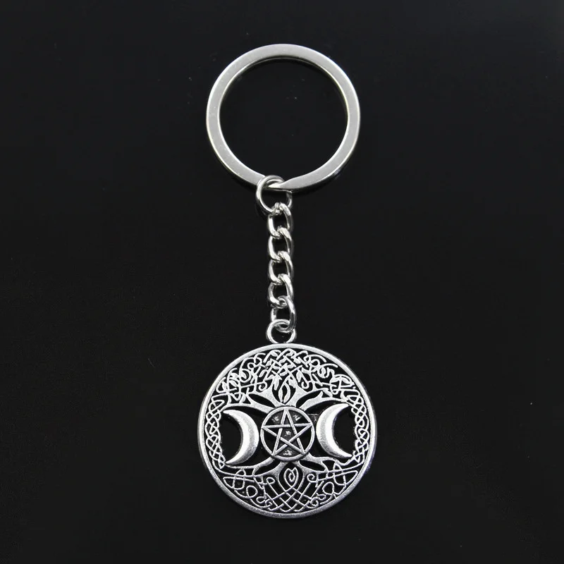 Новый брелок 39x34 мм «Луна», «Звезды» Дерево мира Бронзовый, серебристый цвет Кулоны из нержавеющей стали DIY мужской брелок для автомобиля, брелок для ключей, держатель для ключей, ювелирное изделие, подарок