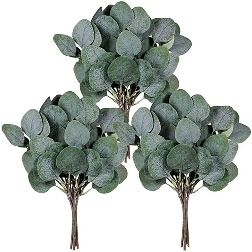 

1 Pcs Artificial Eucalyptus Leaves Stems Bulk Artificial Greenery Stems Faux Face Silver Dollar Eucalyptus Plant Branch