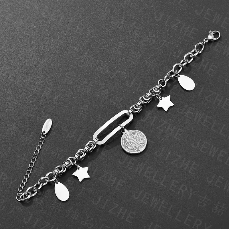 ELSEMODE из нержавеющей стали Иисус монета браслет ювелирные изделия религиозная