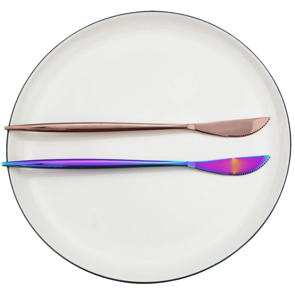 8 шт. набор обеденных ножей Радужный столовых приборов 18/10 из нержавеющей стали