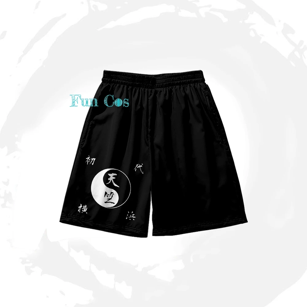 Мужская футболка с коротким рукавом черная/красная Униформа тенджику из аниме