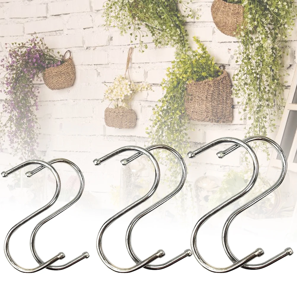 10 Pcs Closet Pan Sausage Kitchen Hook Coat Rack S Shaped Hanging Stainless Steel Bathroom Clothes Multifunction Storage Hangers | Дом и сад