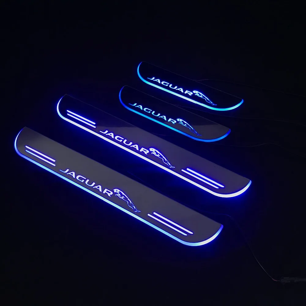RQXR led движущиеся двери потертости для jaguar xf динамический порог пластина плоский накладной поток/фиксированный свет, 4 шт