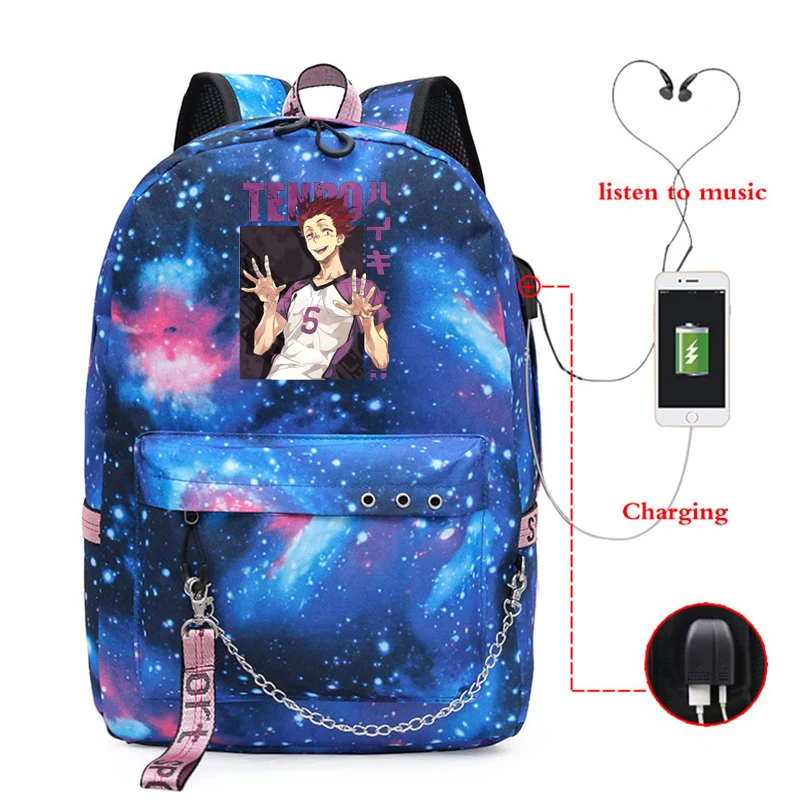 

Haikyuu Anime Manga School Backpacks for Women Usb Charging Kawaii Backpack Mochilas Haikyuu Anime Laptop Computer School Bag