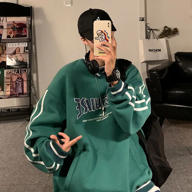 Американский винтажный брендовый свитшот с буквенным принтом Свободный