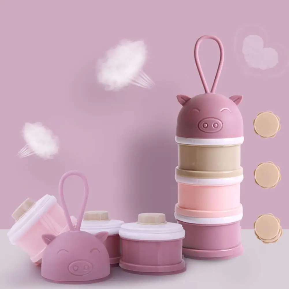 

Newborn Baby Milk Powder Box Detachable Cute Pig Multi Layers Portable Milk Powder Candy Food Storage Box Container