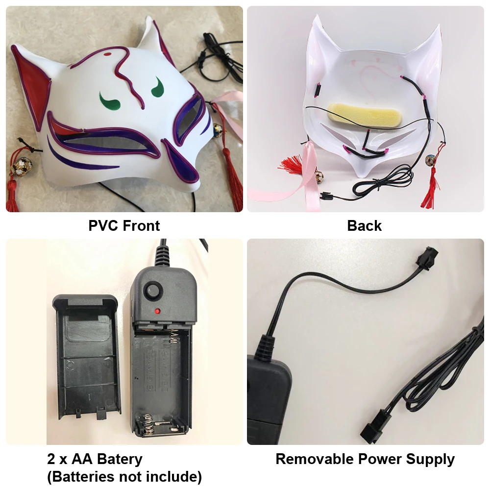 Лиса верхняя половина лица неоновая маска светильник ящаяся светодиодная для