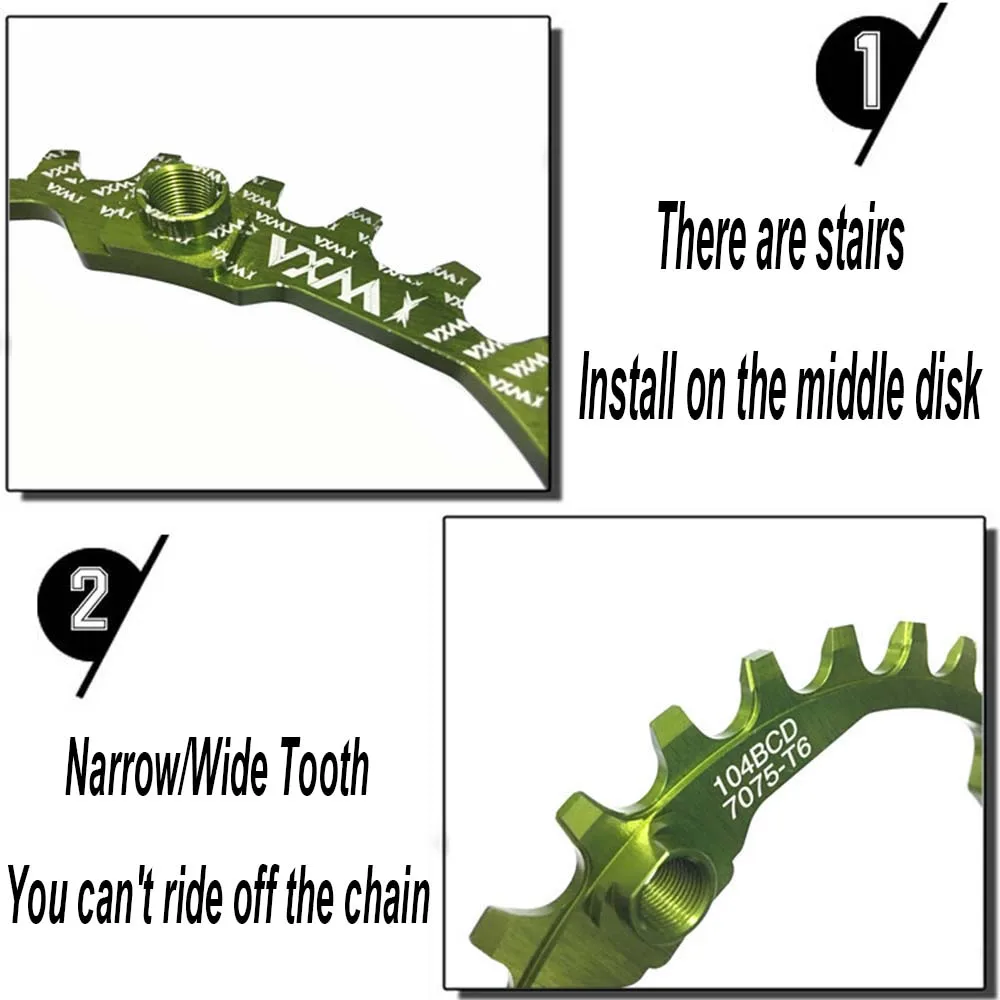 Велосипедная цепь VXM 104BCD круглая Звездочка для горного велосипеда узкая широкая