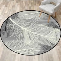 modern area rug for bedroom nordic feather pattern non slip round carpet living room decoration algombras de sala