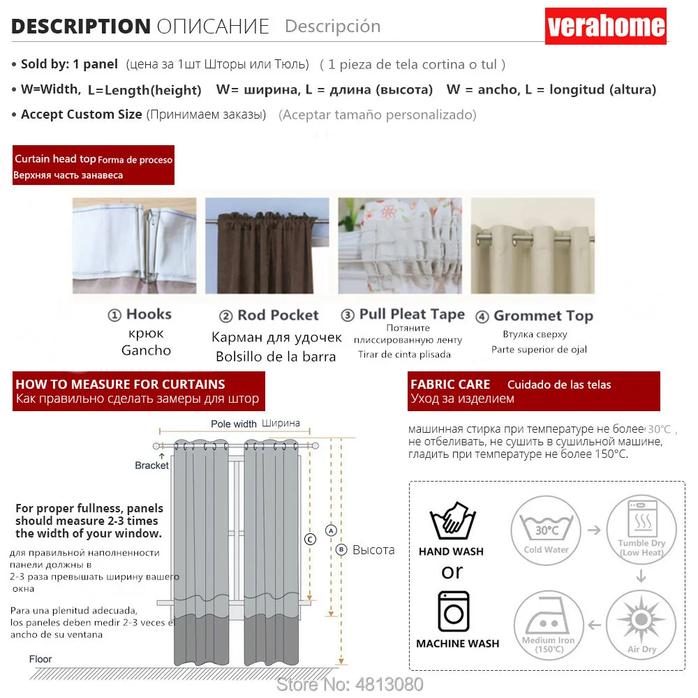 

Cotton Blackout Curtains for Living Room Bedroom Window Fabric Drapes Blind Custom Curtain
