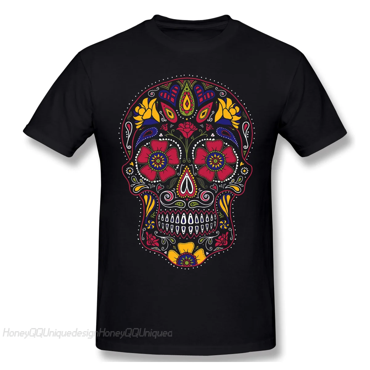 

Mexican Sugar Skull Funny 2021 New Arrival TShirt Day Of The Dead Oversize Cotton Shirt for Men T-Shirt