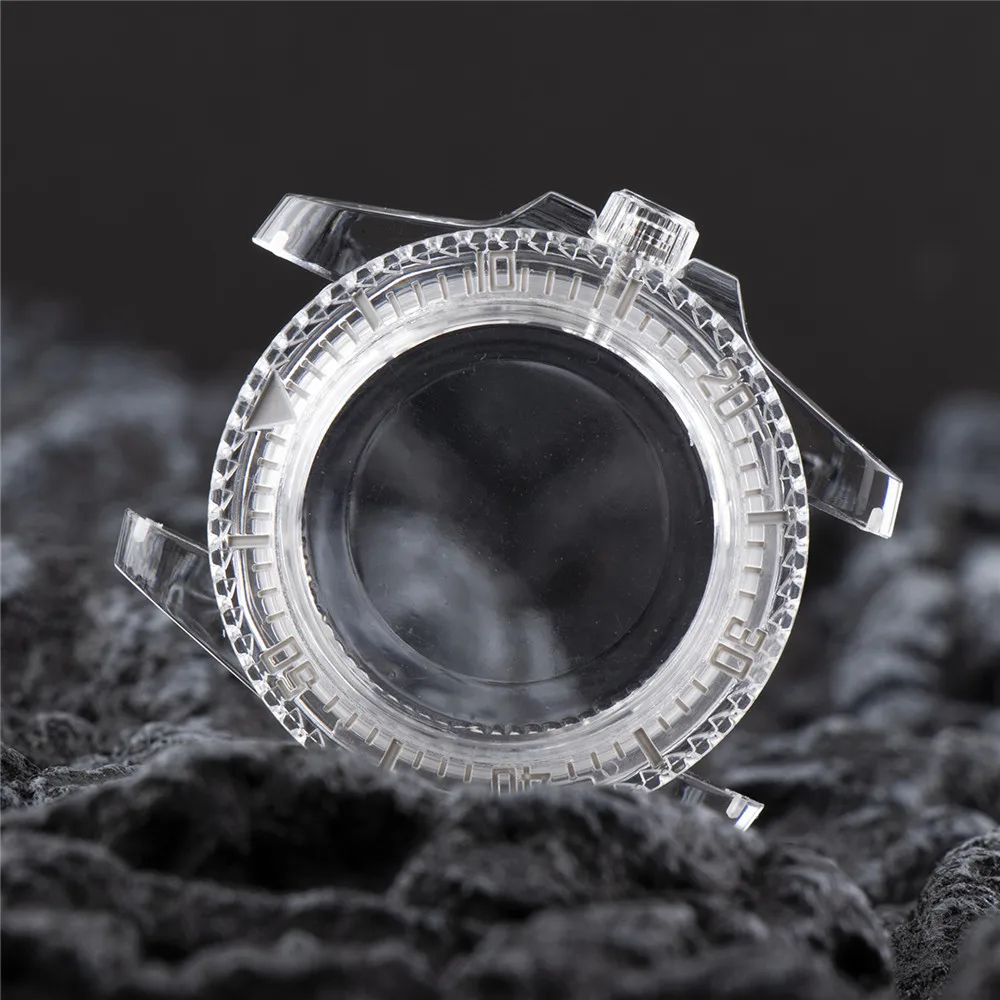 40mm SUB Plastic Transparent Cover Watch Case Kits for NH35A/NH35/NH36/4R/7S Watch Movement Repair Part