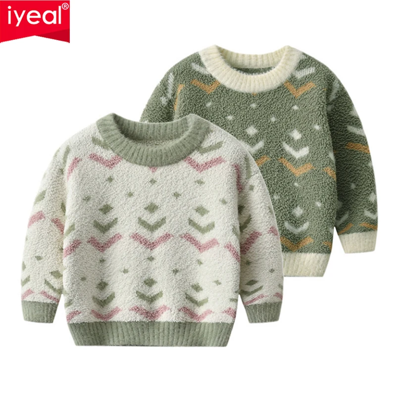 Детские свитера IYEAL для маленьких мальчиков теплый вязаный пуловер повседневные