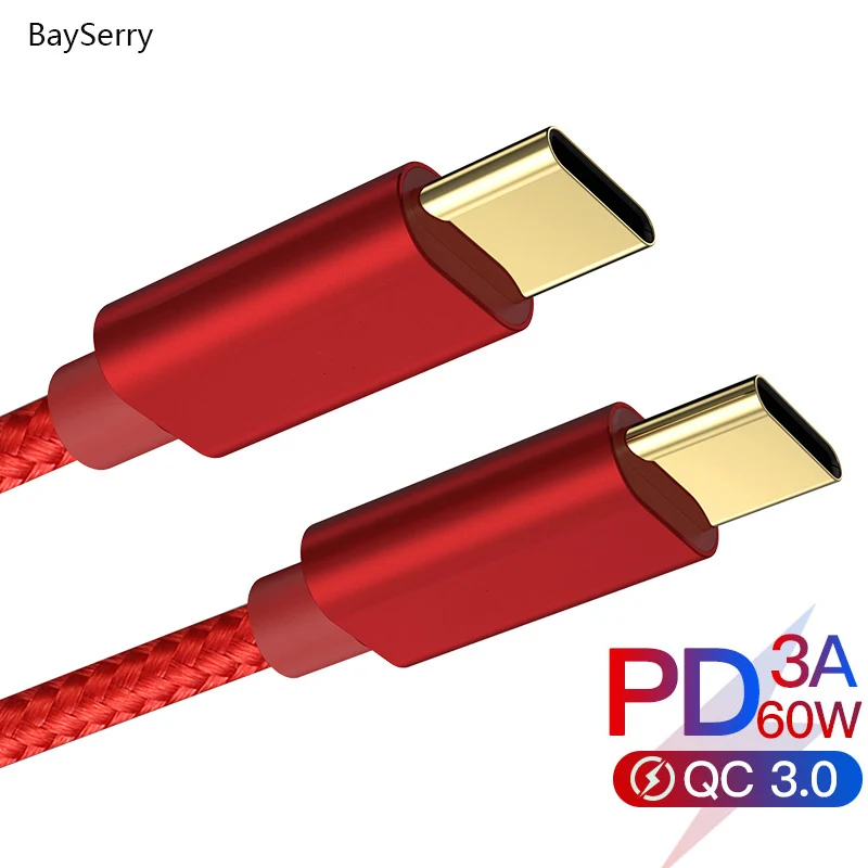 Двойной USB C кабель 60 Вт 3A PD зарядный типа c к type QC3.0 для передачи данных xiaomi huawei phone