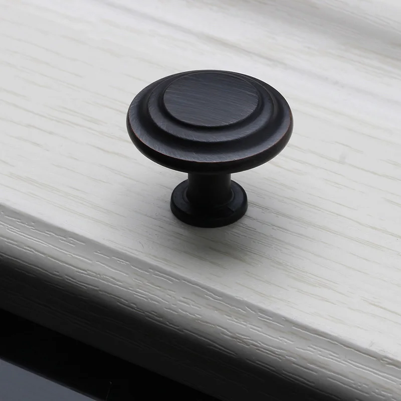 Черные простые круглые ручки из цинкового сплава для кухонного шкафа мебельного