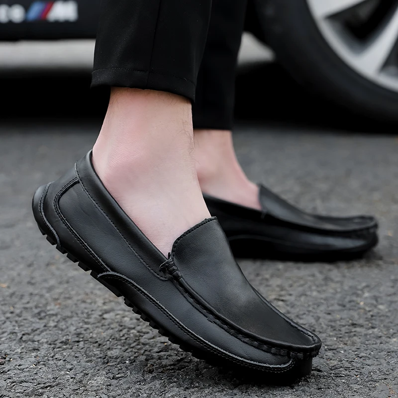 Genuine Leather Boat Shoes Men Fashion Soft Male Loafers Set Foot Driving Moccasins Footwear HC-574 | Обувь