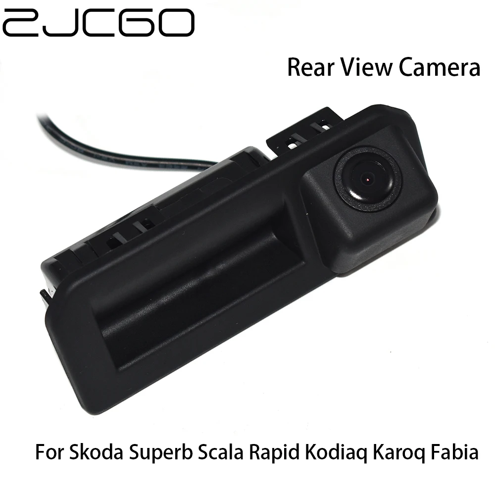 ZJCGO CCD Car Rear View Reverse Back Up Parking Trunk Handle Waterproof Camera for Skoda Superb Scala Rapid Kodiaq Karoq Fabia
