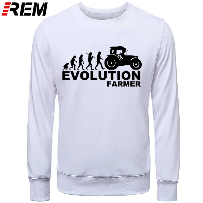 REM Farmer Evolution мужские толстовки сельскохозяйственный трактор Fendt Claas Machinery с длинным рукавом модные толстовки с принтом, толстовки - Цвет: WHITE BLACK