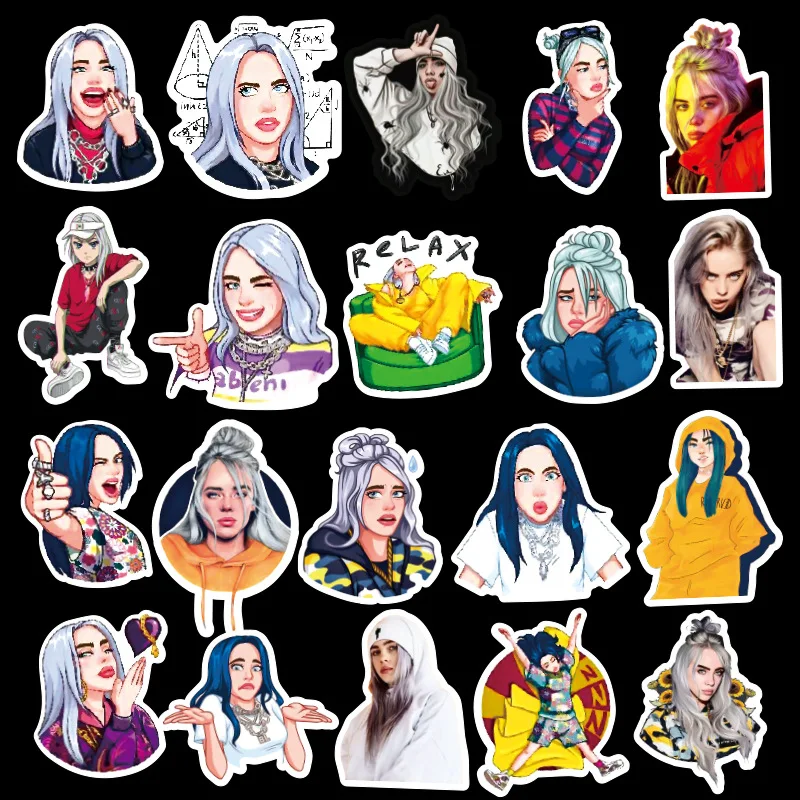 50 шт. Billie Eilish наклейка s аниме певица пегатина для ноутбука холодильник телефон чемодан для скейтборда забавные крутые наклейки F3