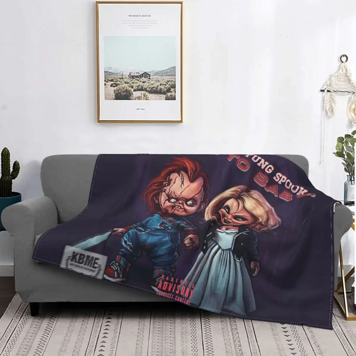 

Manta de franela de película de terror para Halloween, manta suave de Chucky Gótica para el hogar, colcha de coche, Primavera/ot