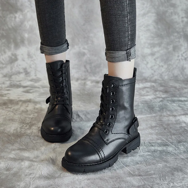 Новинка 2019 года Ботинки martin на платформе Черный армейские ботинки женские