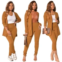 Casual Women Two Piece Set Cardigan Long Sleeve Jacket Coat  Pants Sportsuit Tracksuit Office Lady Winter Clothes Women Outfit