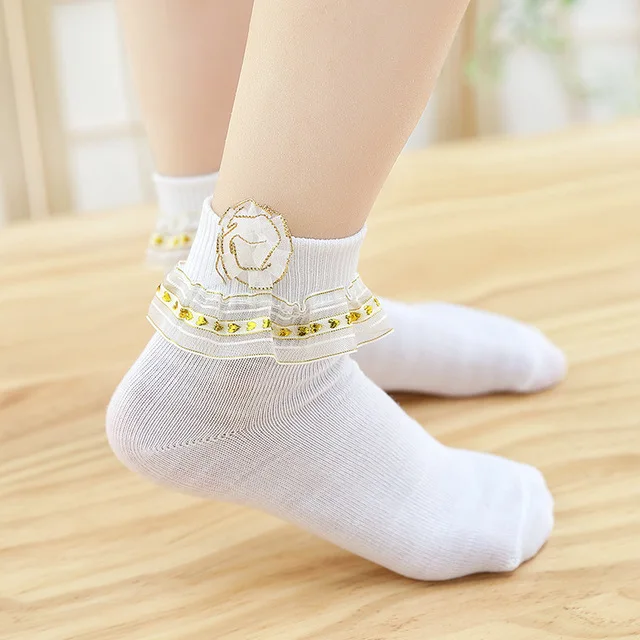 

2020 spring autumn new princess cotton lace Cute children socks girls Student school pure white short socks