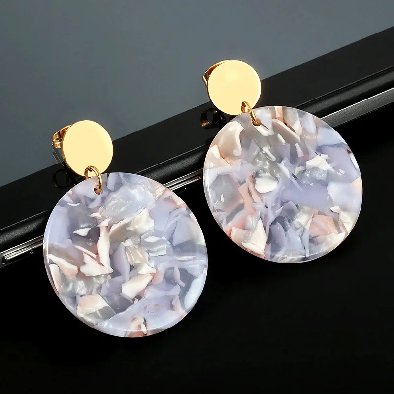 Новые Модные Акриловые серьги из смолы большие круглые геометрические для