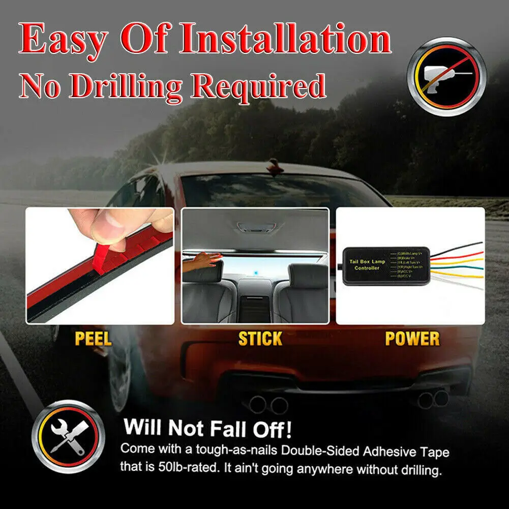 

Car High Brake Light LED Lamp Strip Driving Light Signal Red Flexible PVC