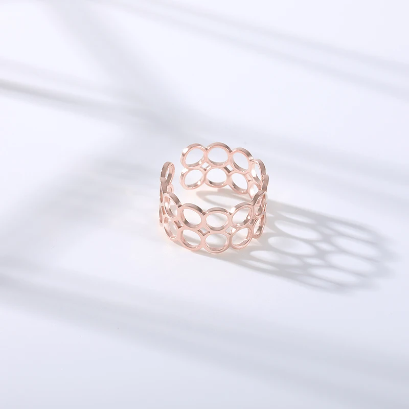 Простое двойное кольцо женское ювелирное изделие золотистое из нержавеющей