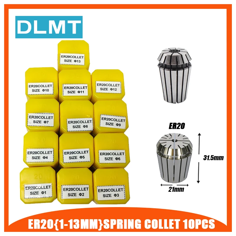 ER20 13 шт. набор цанг 1 мм Printemps Chunk pour Tour CNC Serrage Цанга titulaire|collet set|collet cncer20 collet |